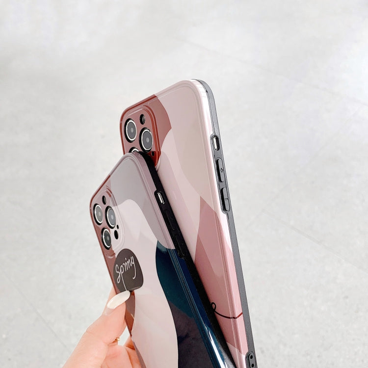 For iPhone 12 Pro Max Color Block Stitching Straight Edge King Kong IMD Shockproof Case