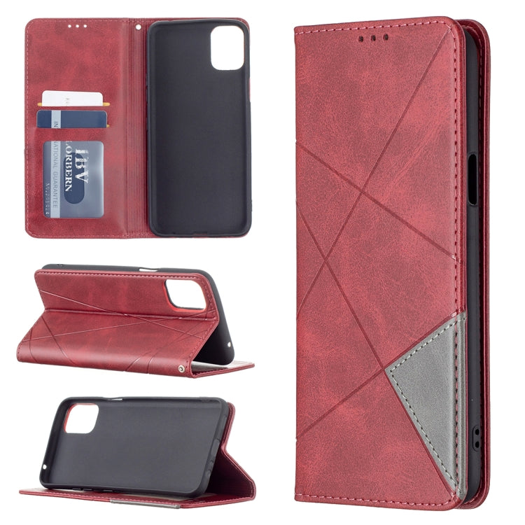 For LG K42 Rhombus Texture Horizontal Flip Magnetic Leather Case with Holder & Card Slots