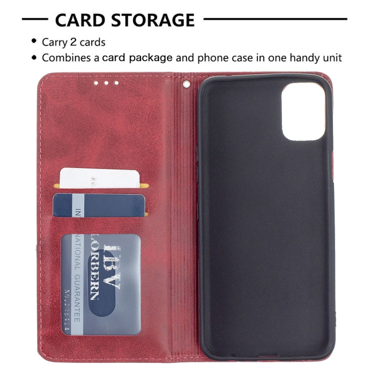 For LG K42 Rhombus Texture Horizontal Flip Magnetic Leather Case with Holder & Card Slots