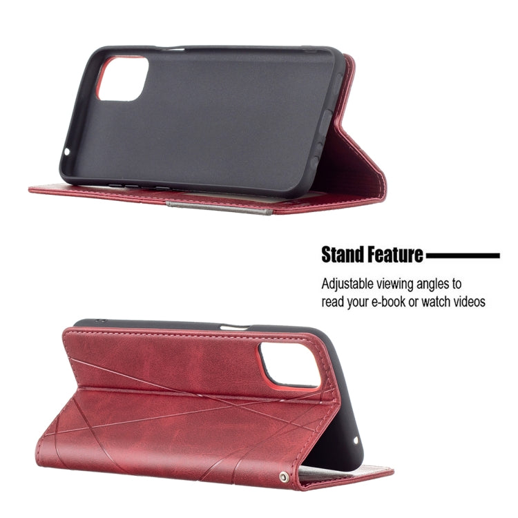For LG K42 Rhombus Texture Horizontal Flip Magnetic Leather Case with Holder & Card Slots