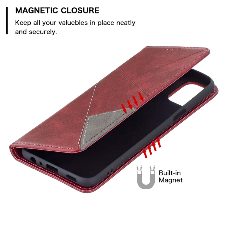 For LG K42 Rhombus Texture Horizontal Flip Magnetic Leather Case with Holder & Card Slots
