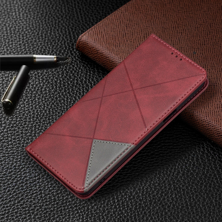For LG K42 Rhombus Texture Horizontal Flip Magnetic Leather Case with Holder & Card Slots