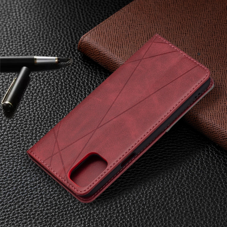 For LG K42 Rhombus Texture Horizontal Flip Magnetic Leather Case with Holder & Card Slots