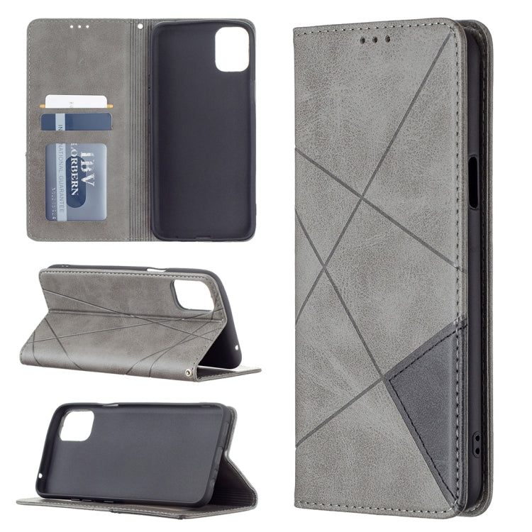 For LG K42 Rhombus Texture Horizontal Flip Magnetic Leather Case with Holder & Card Slots