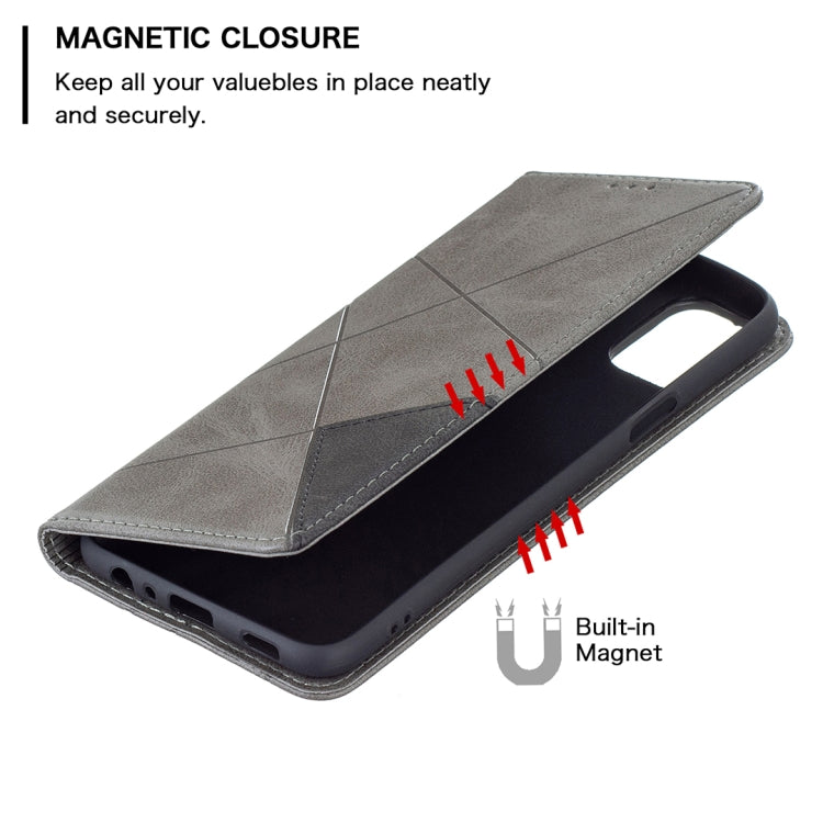 For LG K42 Rhombus Texture Horizontal Flip Magnetic Leather Case with Holder & Card Slots