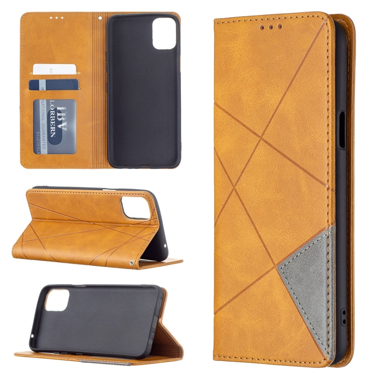 For LG K42 Rhombus Texture Horizontal Flip Magnetic Leather Case with Holder & Card Slots