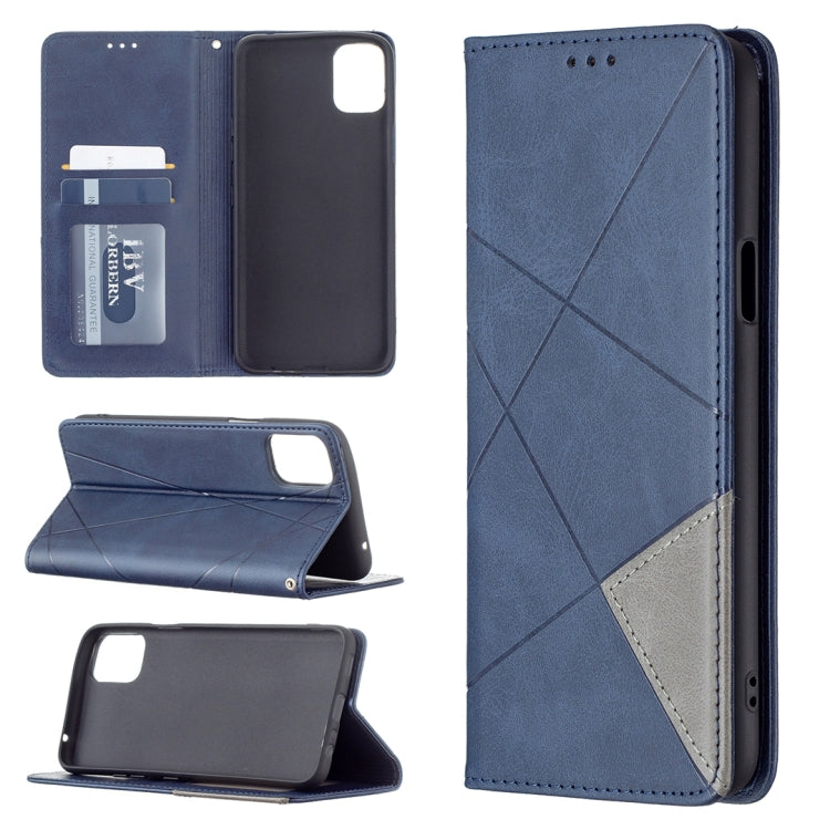 For LG K42 Rhombus Texture Horizontal Flip Magnetic Leather Case with Holder & Card Slots