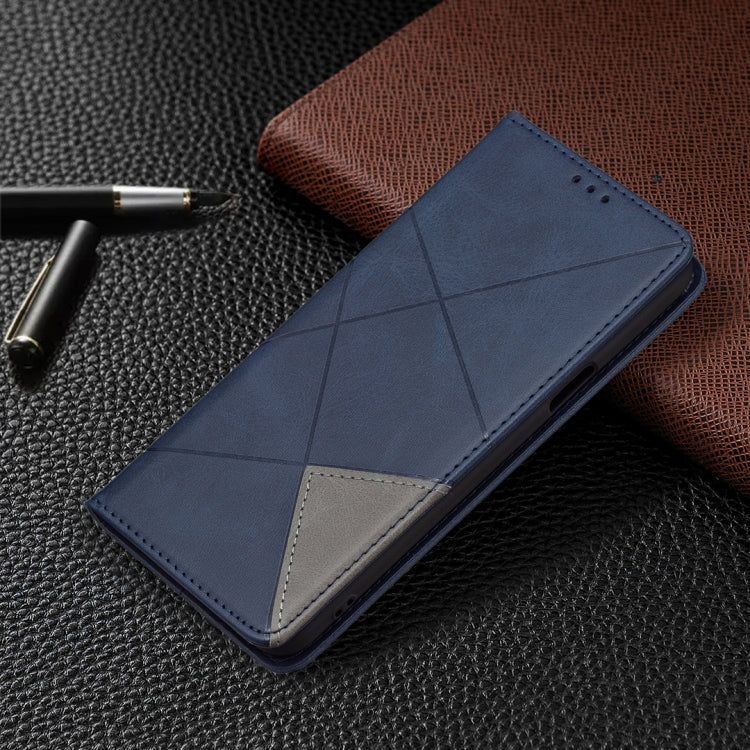 For LG K42 Rhombus Texture Horizontal Flip Magnetic Leather Case with Holder & Card Slots