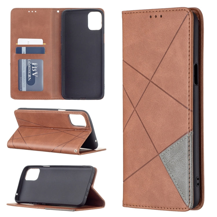 For LG K42 Rhombus Texture Horizontal Flip Magnetic Leather Case with Holder & Card Slots