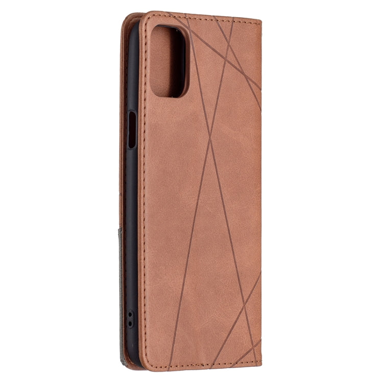 For LG K42 Rhombus Texture Horizontal Flip Magnetic Leather Case with Holder & Card Slots