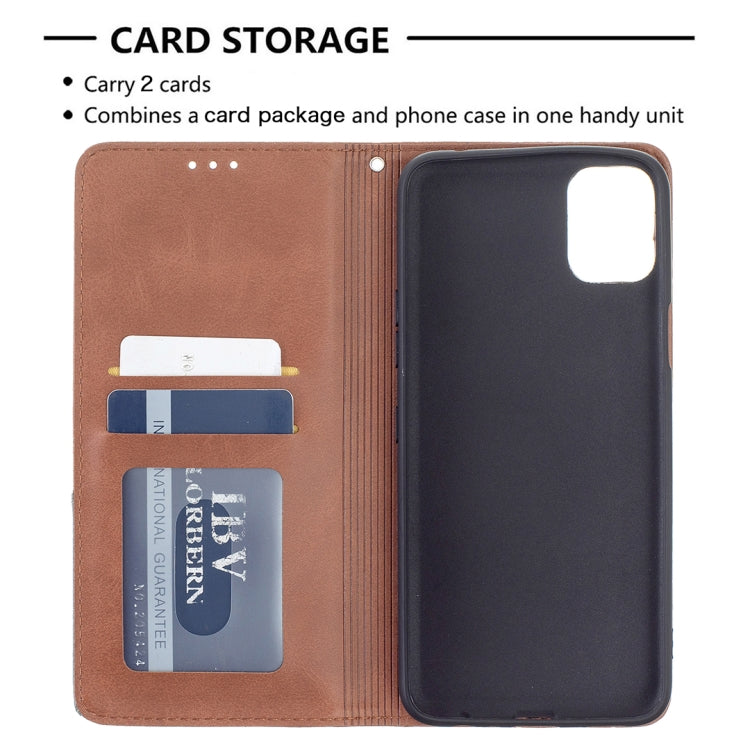 For LG K42 Rhombus Texture Horizontal Flip Magnetic Leather Case with Holder & Card Slots