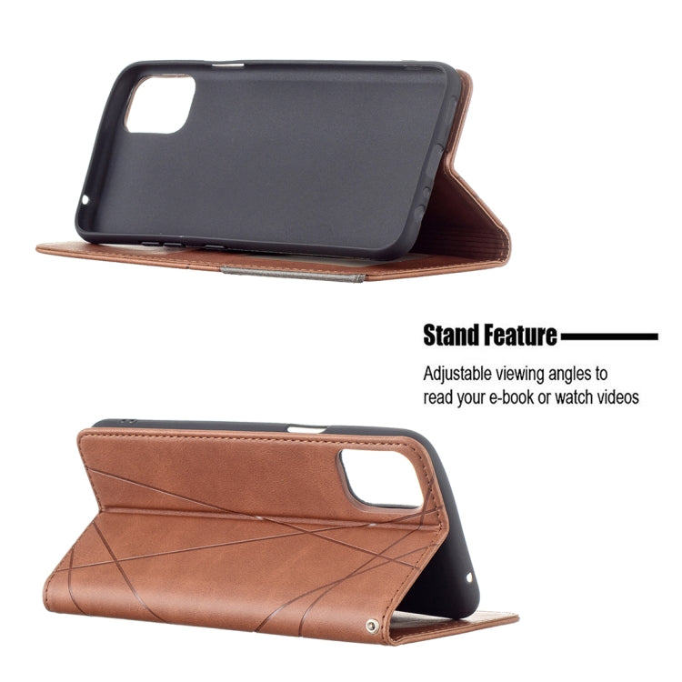 For LG K42 Rhombus Texture Horizontal Flip Magnetic Leather Case with Holder & Card Slots