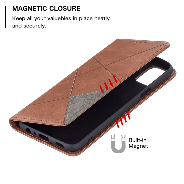 For LG K42 Rhombus Texture Horizontal Flip Magnetic Leather Case with Holder & Card Slots
