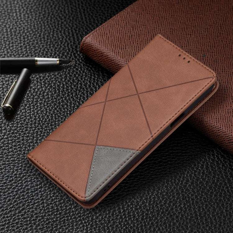 For LG K42 Rhombus Texture Horizontal Flip Magnetic Leather Case with Holder & Card Slots
