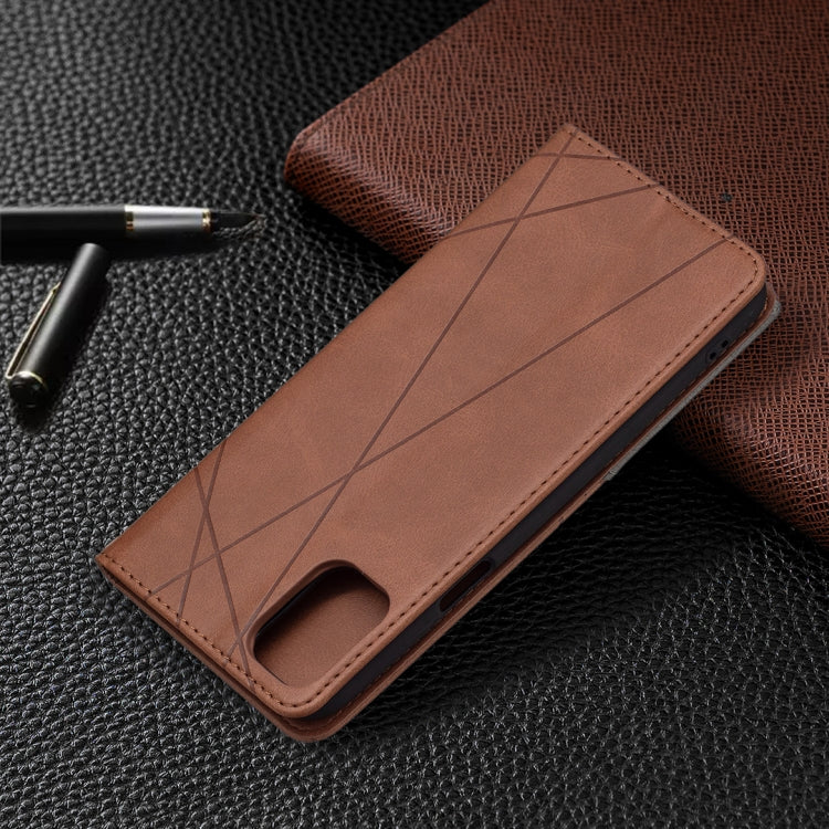 For LG K42 Rhombus Texture Horizontal Flip Magnetic Leather Case with Holder & Card Slots