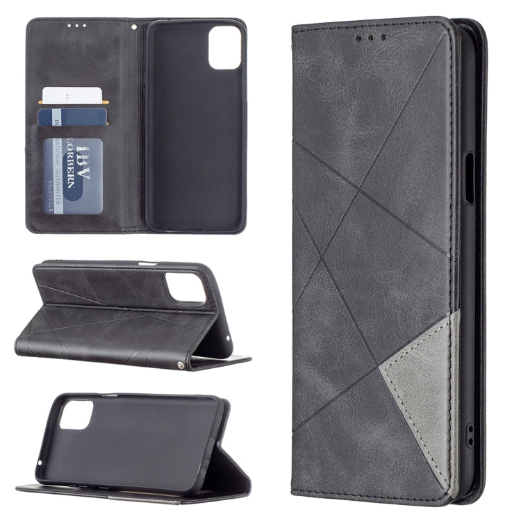 For LG K42 Rhombus Texture Horizontal Flip Magnetic Leather Case with Holder & Card Slots
