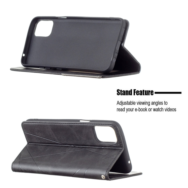 For LG K42 Rhombus Texture Horizontal Flip Magnetic Leather Case with Holder & Card Slots