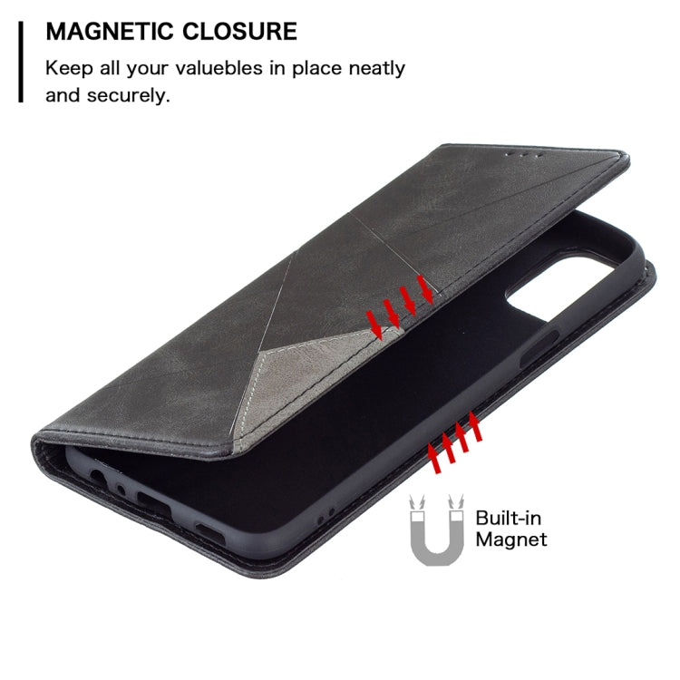 For LG K42 Rhombus Texture Horizontal Flip Magnetic Leather Case with Holder & Card Slots