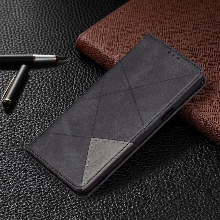For LG K42 Rhombus Texture Horizontal Flip Magnetic Leather Case with Holder & Card Slots