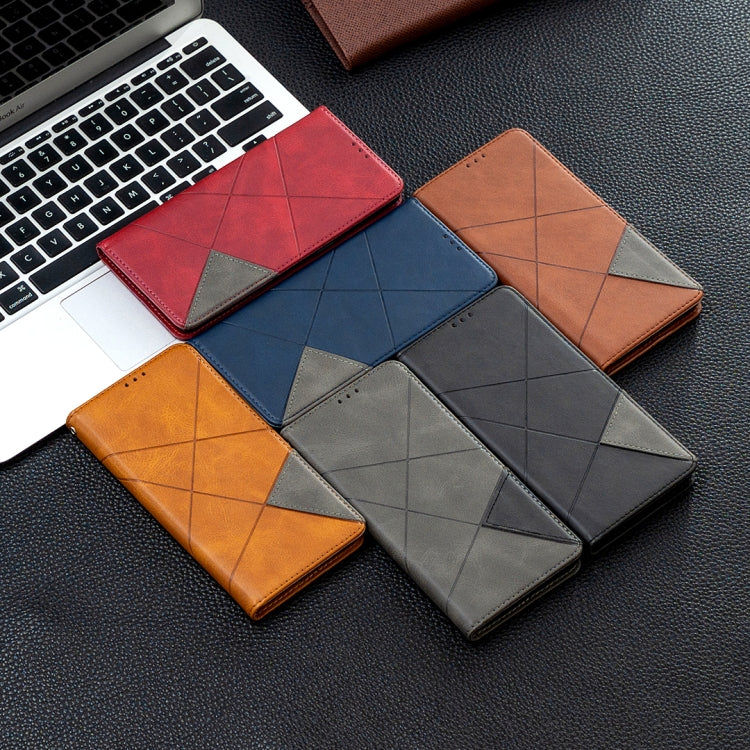 For LG K42 Rhombus Texture Horizontal Flip Magnetic Leather Case with Holder & Card Slots