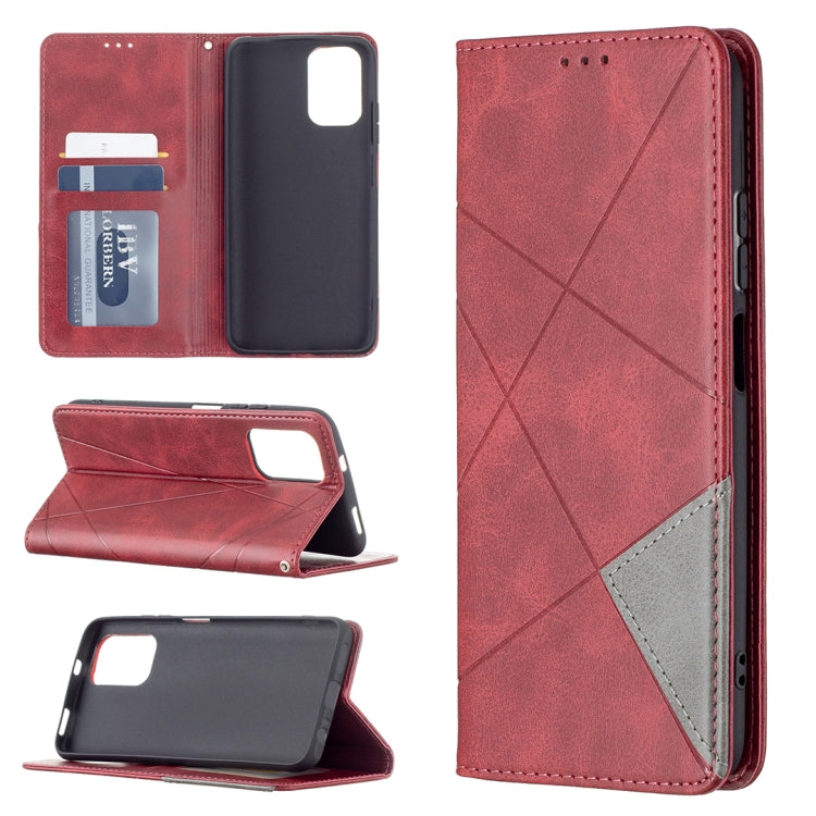 For Xiaomi Redmi Note 10 4G / Note 10s Rhombus Texture Horizontal Flip Magnetic Leather Case with Holder & Card Slots