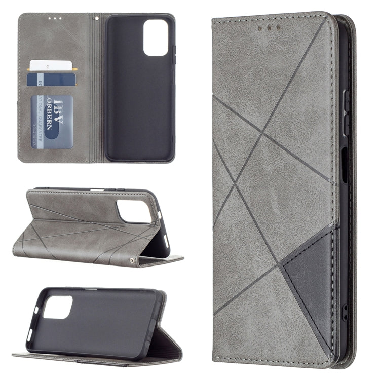 For Xiaomi Redmi Note 10 4G / Note 10s Rhombus Texture Horizontal Flip Magnetic Leather Case with Holder & Card Slots