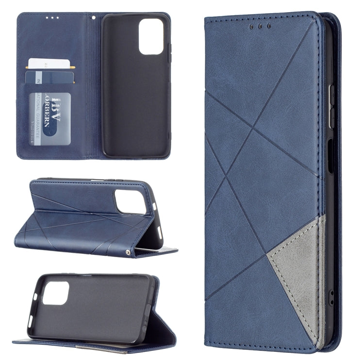 For Xiaomi Redmi Note 10 4G / Note 10s Rhombus Texture Horizontal Flip Magnetic Leather Case with Holder & Card Slots