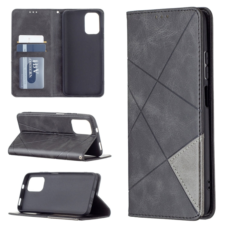 For Xiaomi Redmi Note 10 4G / Note 10s Rhombus Texture Horizontal Flip Magnetic Leather Case with Holder & Card Slots