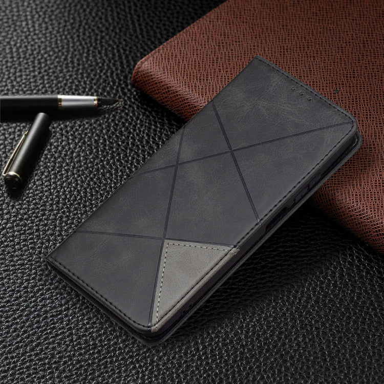 For Xiaomi Redmi Note 10 4G / Note 10s Rhombus Texture Horizontal Flip Magnetic Leather Case with Holder & Card Slots