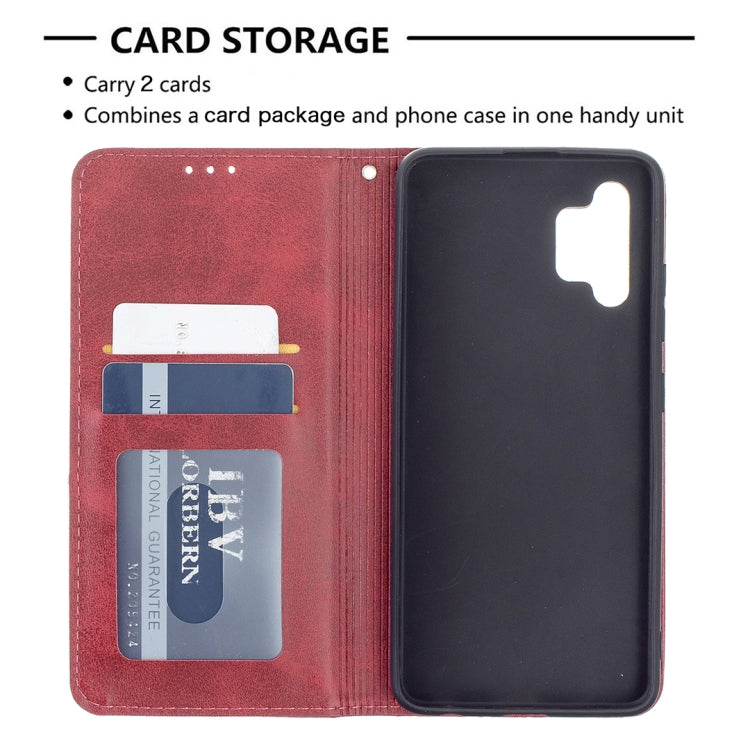 For Samsung Galaxy A32 4G Rhombus Texture Horizontal Flip Magnetic Leather Case with Holder & Card Slots