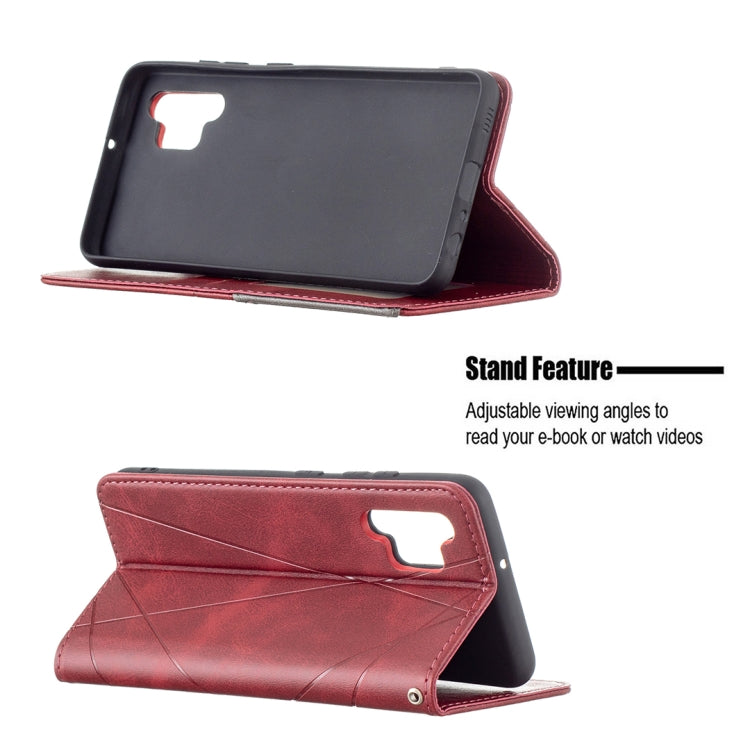 For Samsung Galaxy A32 4G Rhombus Texture Horizontal Flip Magnetic Leather Case with Holder & Card Slots