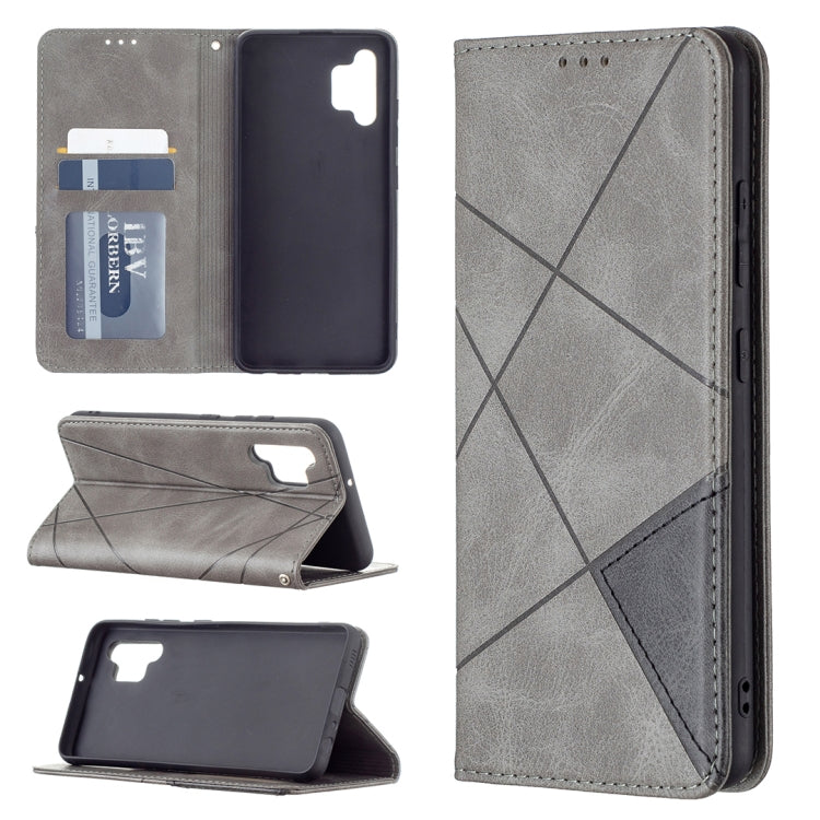 For Samsung Galaxy A32 4G Rhombus Texture Horizontal Flip Magnetic Leather Case with Holder & Card Slots