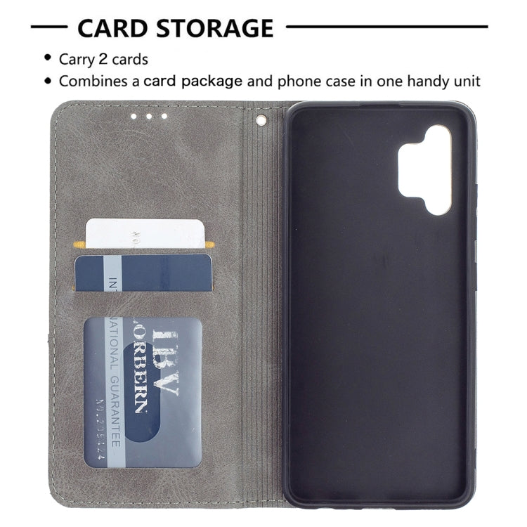 For Samsung Galaxy A32 4G Rhombus Texture Horizontal Flip Magnetic Leather Case with Holder & Card Slots
