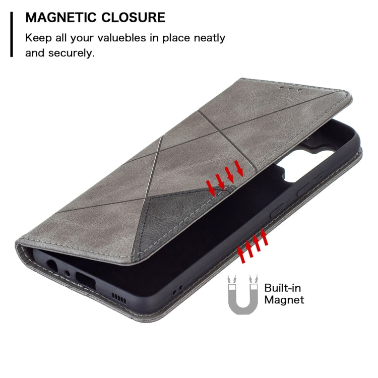 For Samsung Galaxy A32 4G Rhombus Texture Horizontal Flip Magnetic Leather Case with Holder & Card Slots