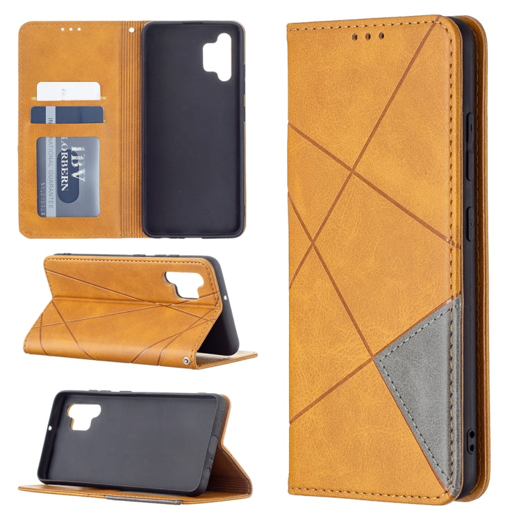For Samsung Galaxy A32 4G Rhombus Texture Horizontal Flip Magnetic Leather Case with Holder & Card Slots