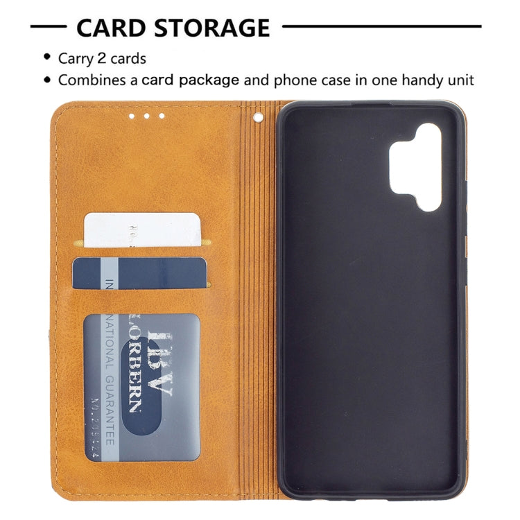For Samsung Galaxy A32 4G Rhombus Texture Horizontal Flip Magnetic Leather Case with Holder & Card Slots
