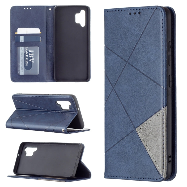 For Samsung Galaxy A32 4G Rhombus Texture Horizontal Flip Magnetic Leather Case with Holder & Card Slots