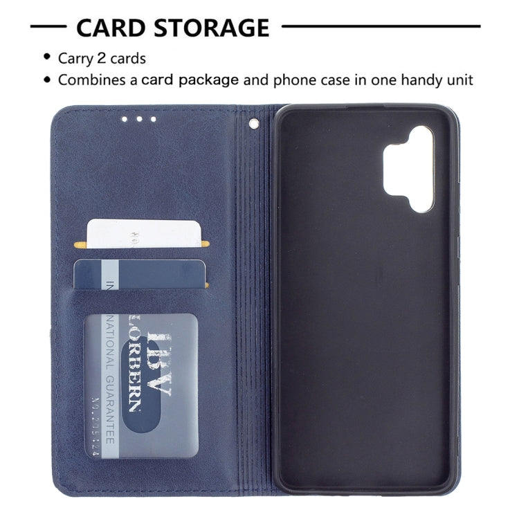 For Samsung Galaxy A32 4G Rhombus Texture Horizontal Flip Magnetic Leather Case with Holder & Card Slots