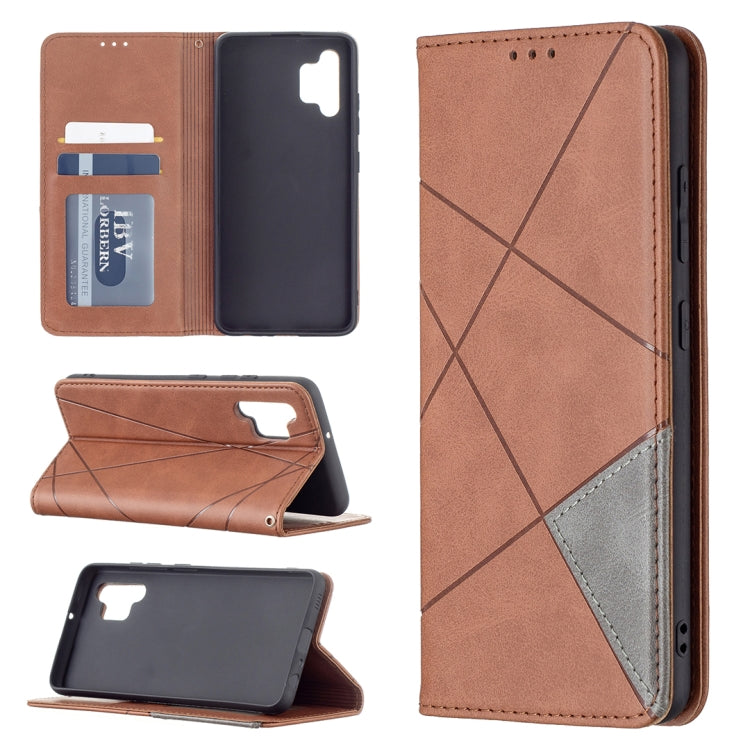 For Samsung Galaxy A32 4G Rhombus Texture Horizontal Flip Magnetic Leather Case with Holder & Card Slots