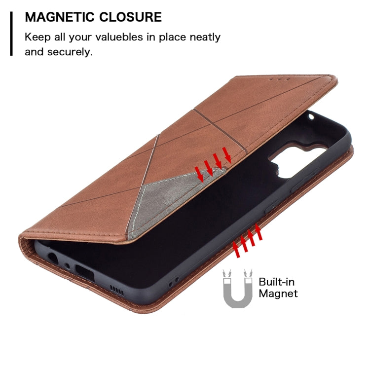 For Samsung Galaxy A32 4G Rhombus Texture Horizontal Flip Magnetic Leather Case with Holder & Card Slots
