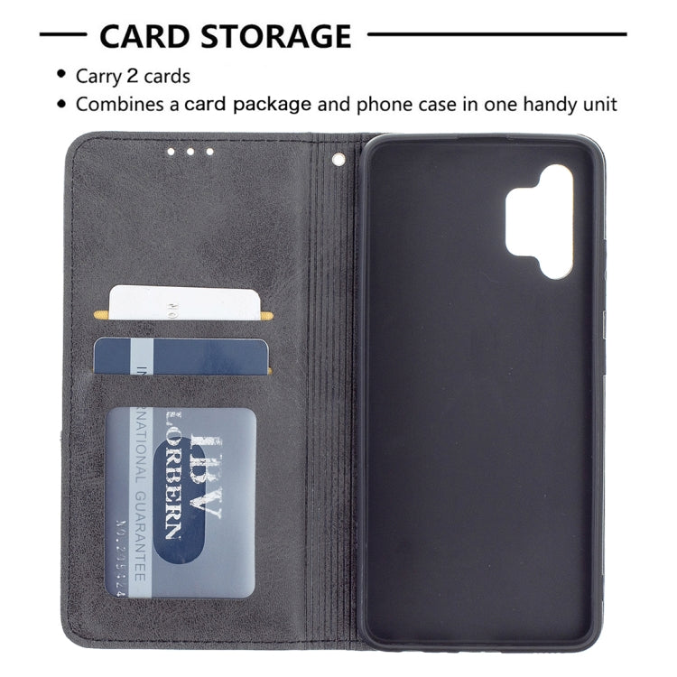 For Samsung Galaxy A32 4G Rhombus Texture Horizontal Flip Magnetic Leather Case with Holder & Card Slots