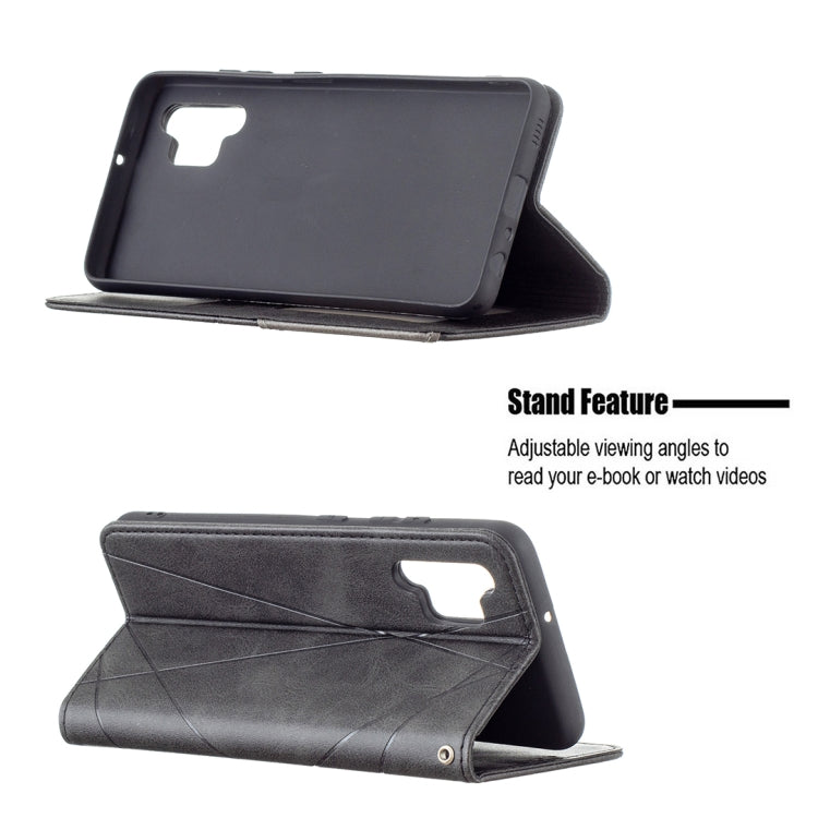 For Samsung Galaxy A32 4G Rhombus Texture Horizontal Flip Magnetic Leather Case with Holder & Card Slots