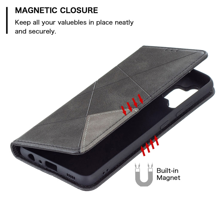 For Samsung Galaxy A32 4G Rhombus Texture Horizontal Flip Magnetic Leather Case with Holder & Card Slots