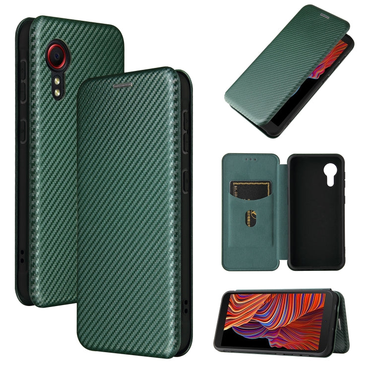 For Samsung Galaxy Xcover 5 Carbon Fiber Texture Horizontal Flip TPU + PC + PU Leather Case with Card Slot