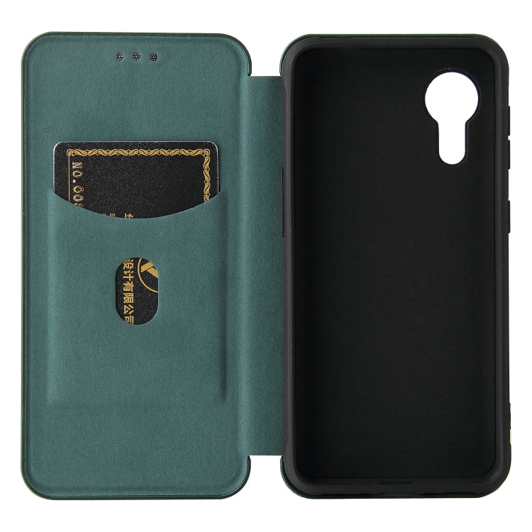 For Samsung Galaxy Xcover 5 Carbon Fiber Texture Horizontal Flip TPU + PC + PU Leather Case with Card Slot