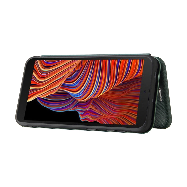 For Samsung Galaxy Xcover 5 Carbon Fiber Texture Horizontal Flip TPU + PC + PU Leather Case with Card Slot
