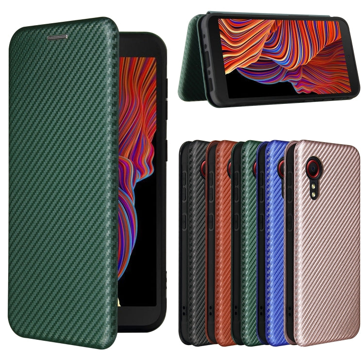 For Samsung Galaxy Xcover 5 Carbon Fiber Texture Horizontal Flip TPU + PC + PU Leather Case with Card Slot