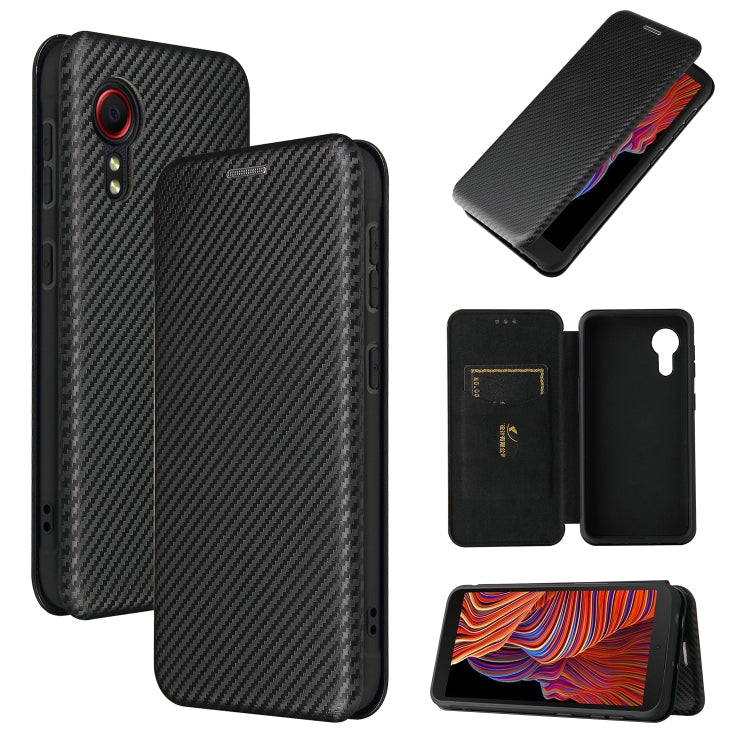 For Samsung Galaxy Xcover 5 Carbon Fiber Texture Horizontal Flip TPU + PC + PU Leather Case with Card Slot