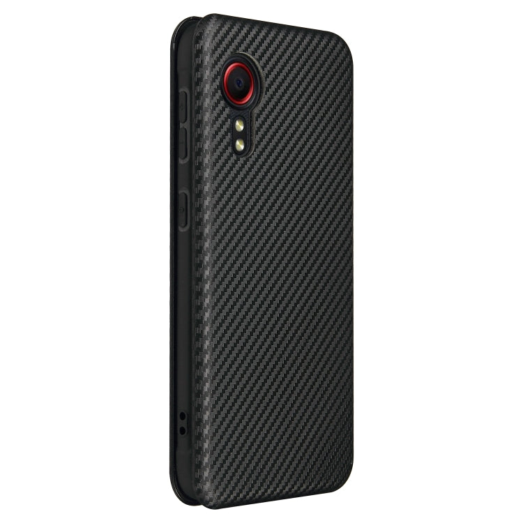 For Samsung Galaxy Xcover 5 Carbon Fiber Texture Horizontal Flip TPU + PC + PU Leather Case with Card Slot