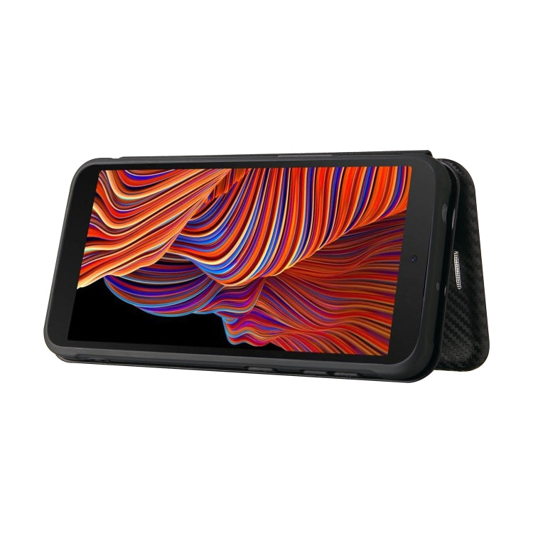 For Samsung Galaxy Xcover 5 Carbon Fiber Texture Horizontal Flip TPU + PC + PU Leather Case with Card Slot